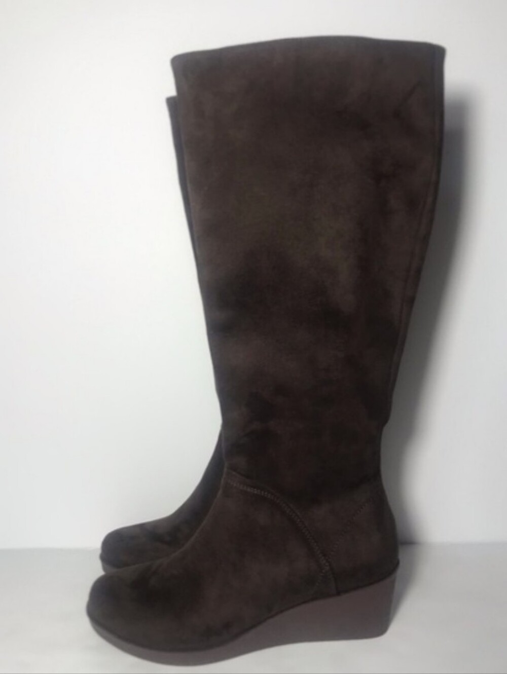 NWOT Women's Aerosoles Binocular Knee-High Wedge Boots in Dark Brown - Picture 4 of 6